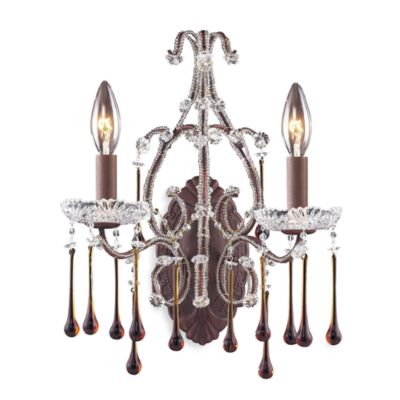 ELK Lighting Rustic Amber Crystal 2-Light Wall Bracket Lighting with a Bronze Finish - Bed Bath ...